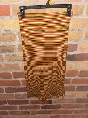 Aerie Striped Rib-Knit Midi Multicolored Pencil Skirt